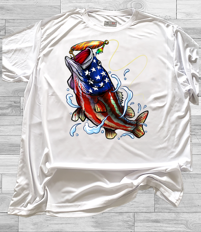 Patriotic Bass Fishing Cooling Shirt